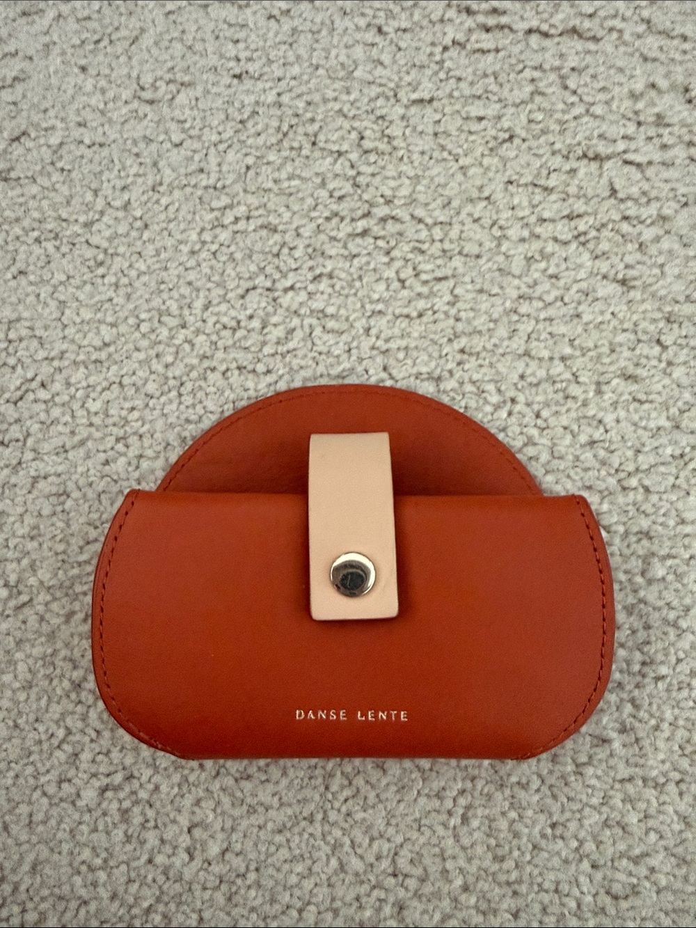 Danse Lente Leather Card Holder Wallet | Orange & Beige | Genuine Leather